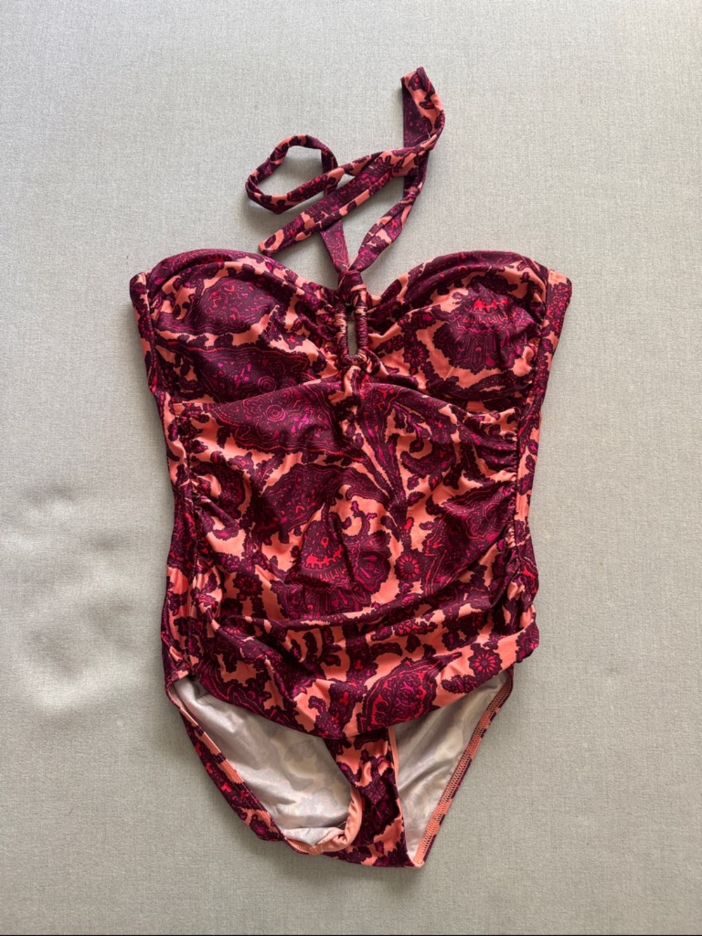 Zimmermann Pink & Burgundy Paisley One-Piece Swimsuit size US 10-12